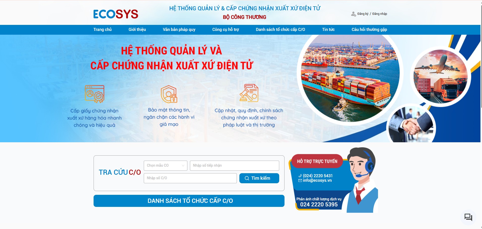 Hướng dẫn khai báo c/o điện tử trên hệ thống mới 2026 1 giao dien moi ecosys Finlogistics https://www.finlogistics.vn