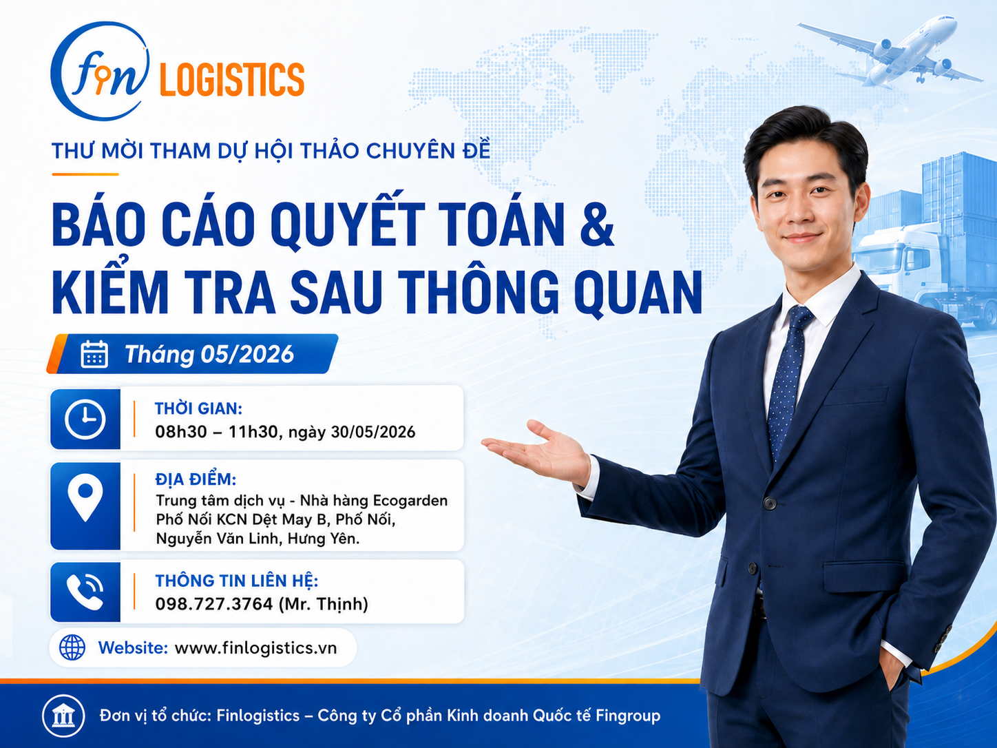 Thư mời tham dự Hội thảo chuyên đề về Báo cáo quyết toán & Kiểm tra sau thông quan